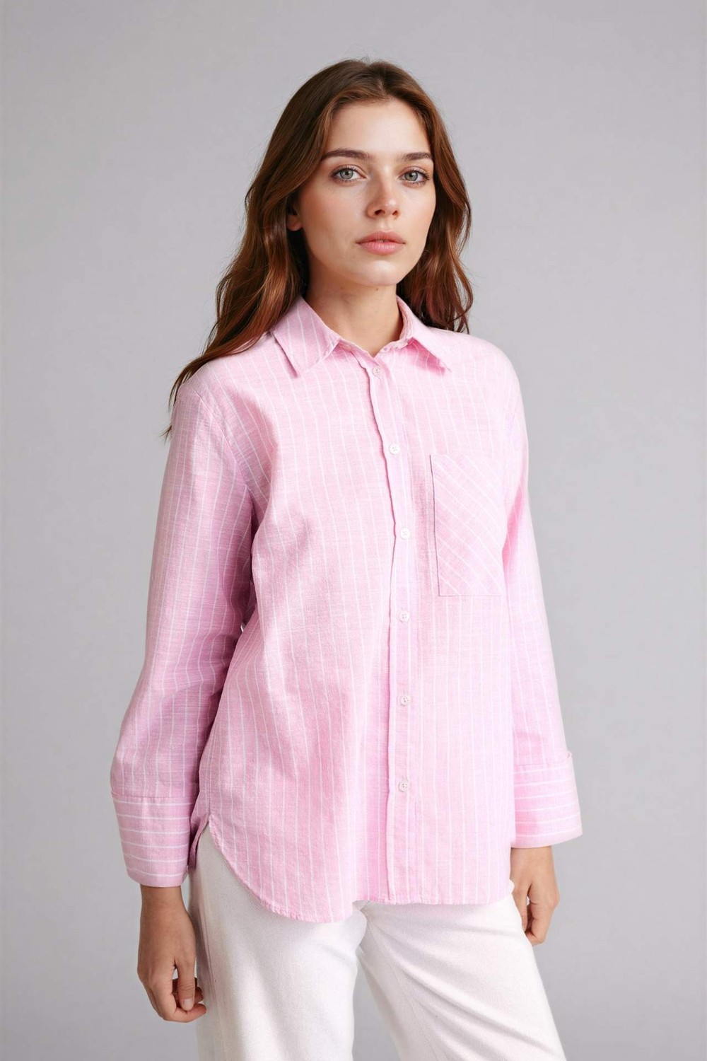 DeFacto %100 Pamuk Relax Fit Çizgili Flamlı Tunik F6314AX26SP görsel 8