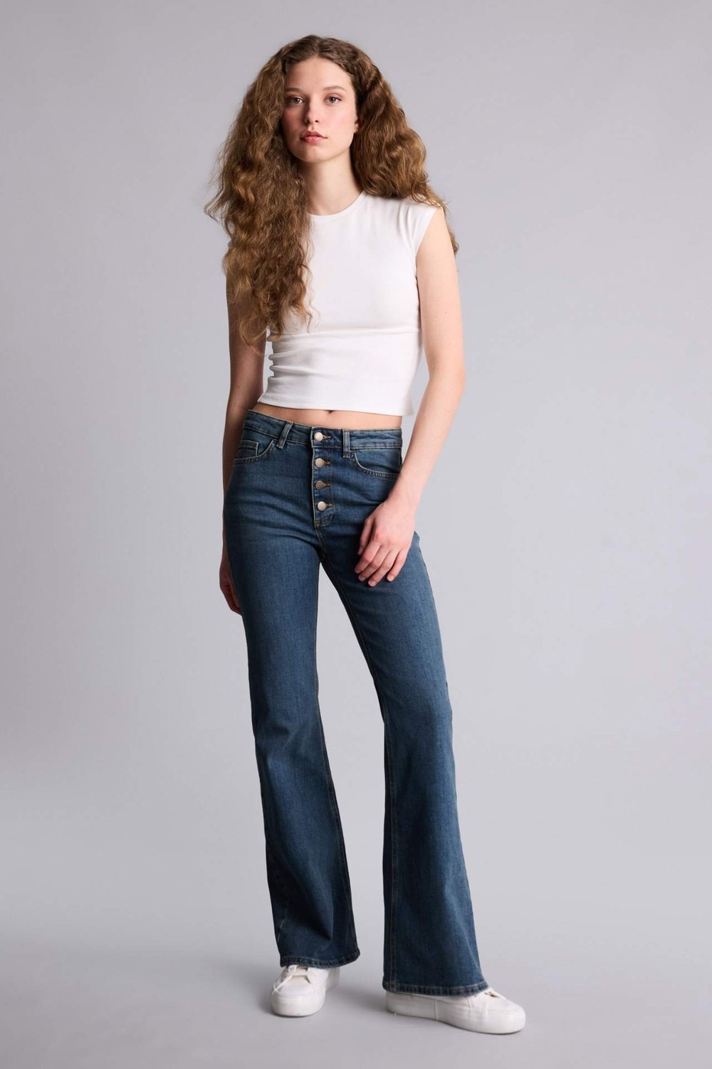 DeFacto Mia Flare Fit Normal Bel İspanyol Paça Uzun Jean Pantolon H1133AX26SM