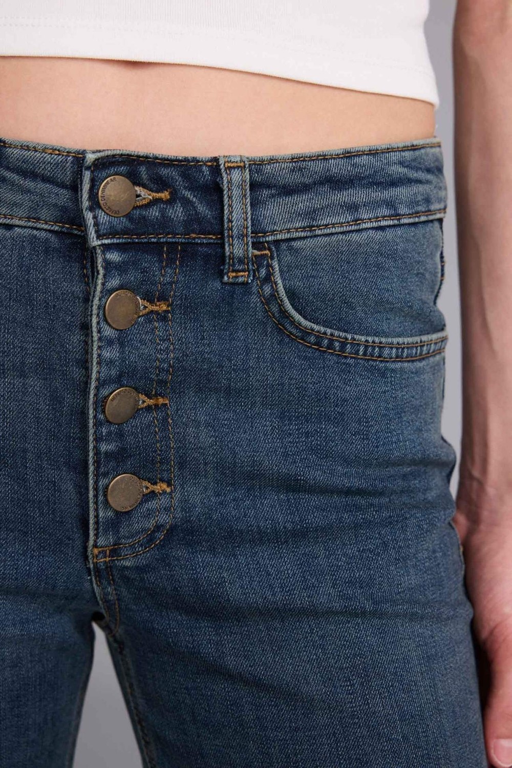 DeFacto Mia Flare Fit Normal Bel İspanyol Paça Uzun Jean Pantolon H1133AX26SM görsel 4
