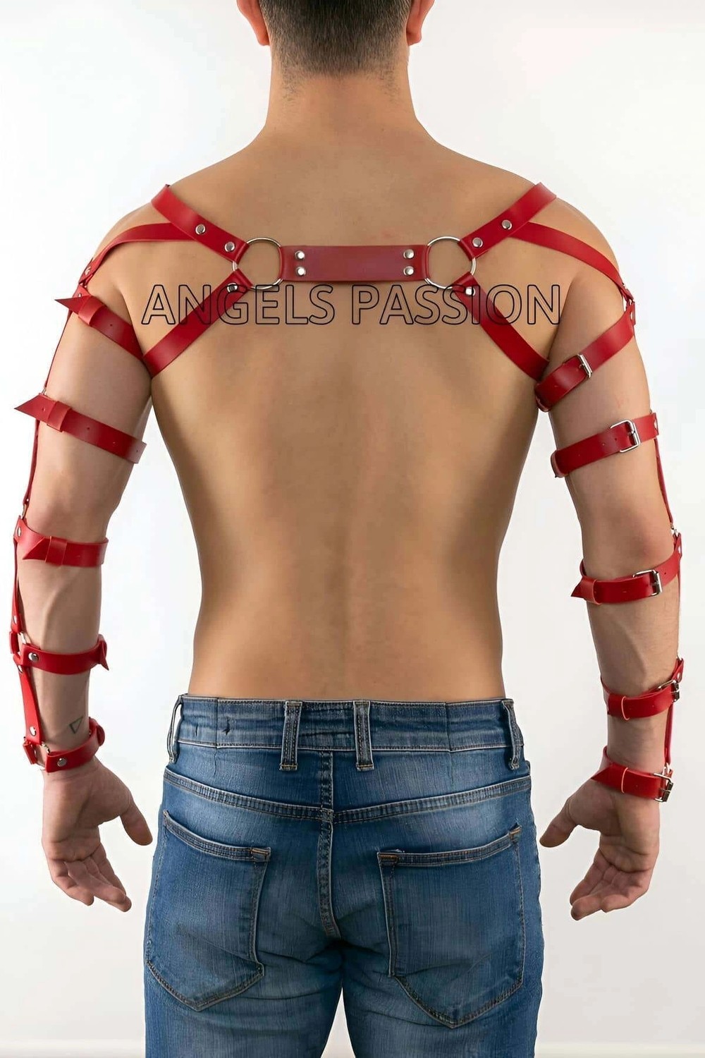 Beruflic Erkek Deri Kol Harness, Erkek Çift Kol Harness, Erkek Dansçı Kostüm - Brfm5 görsel 5