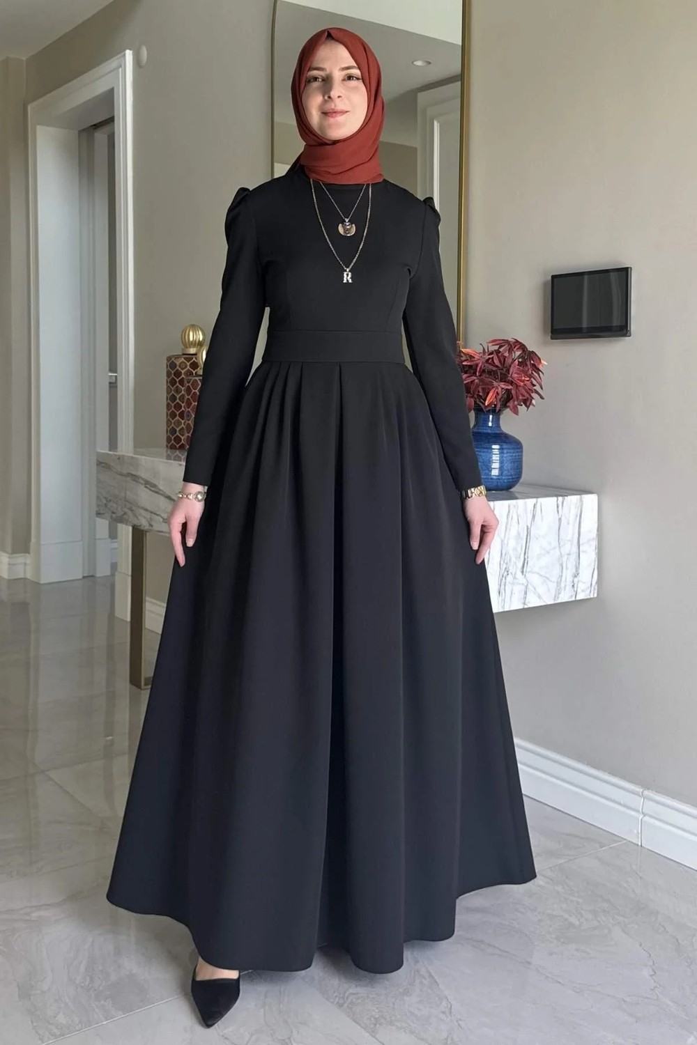 Rabia Şamlı Rose Elbise Siyah