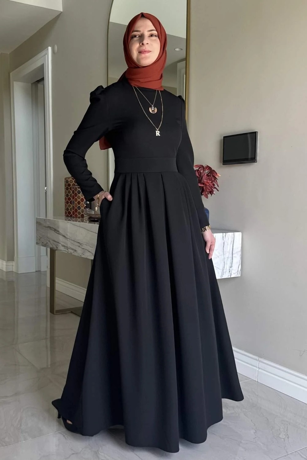 Rabia Şamlı Rose Elbise Siyah görsel 8