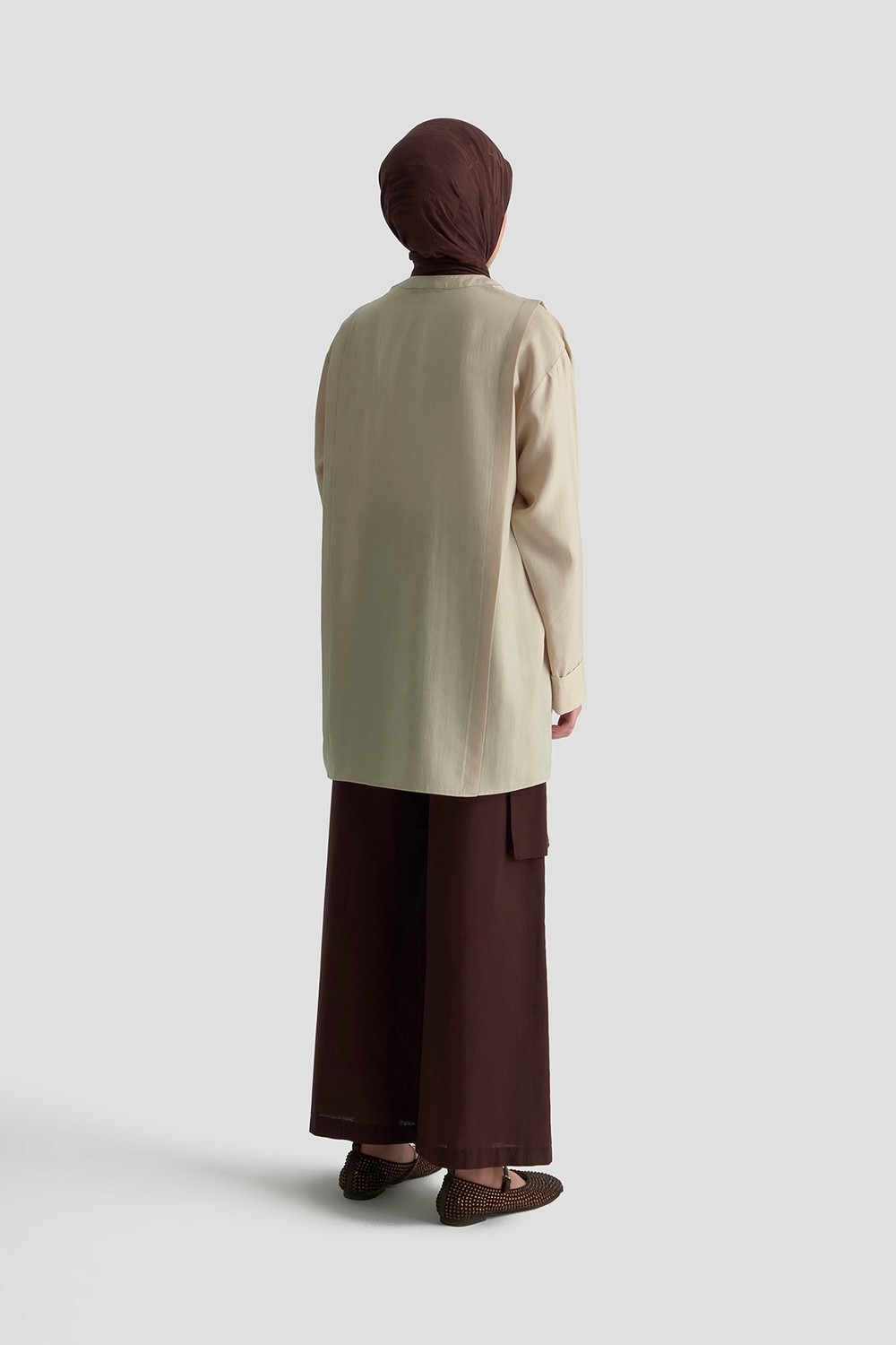 Armine Hakim Yaka Lyocell Tunik Kum görsel 5