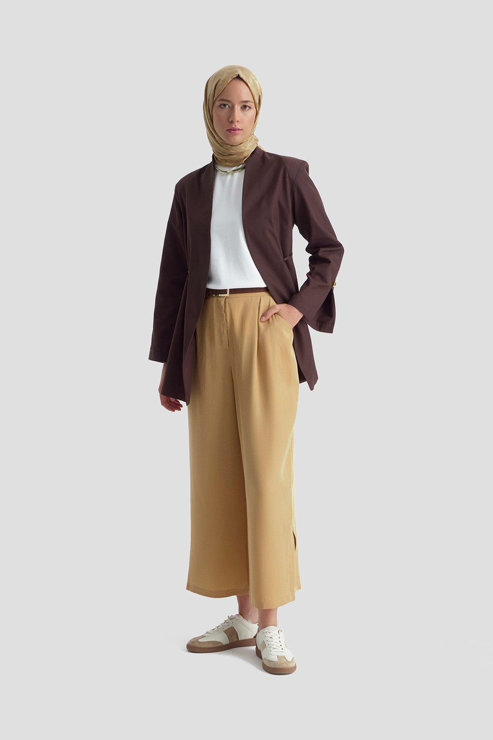 Armine Tencel Palazzo Pantolon Camel görsel 2