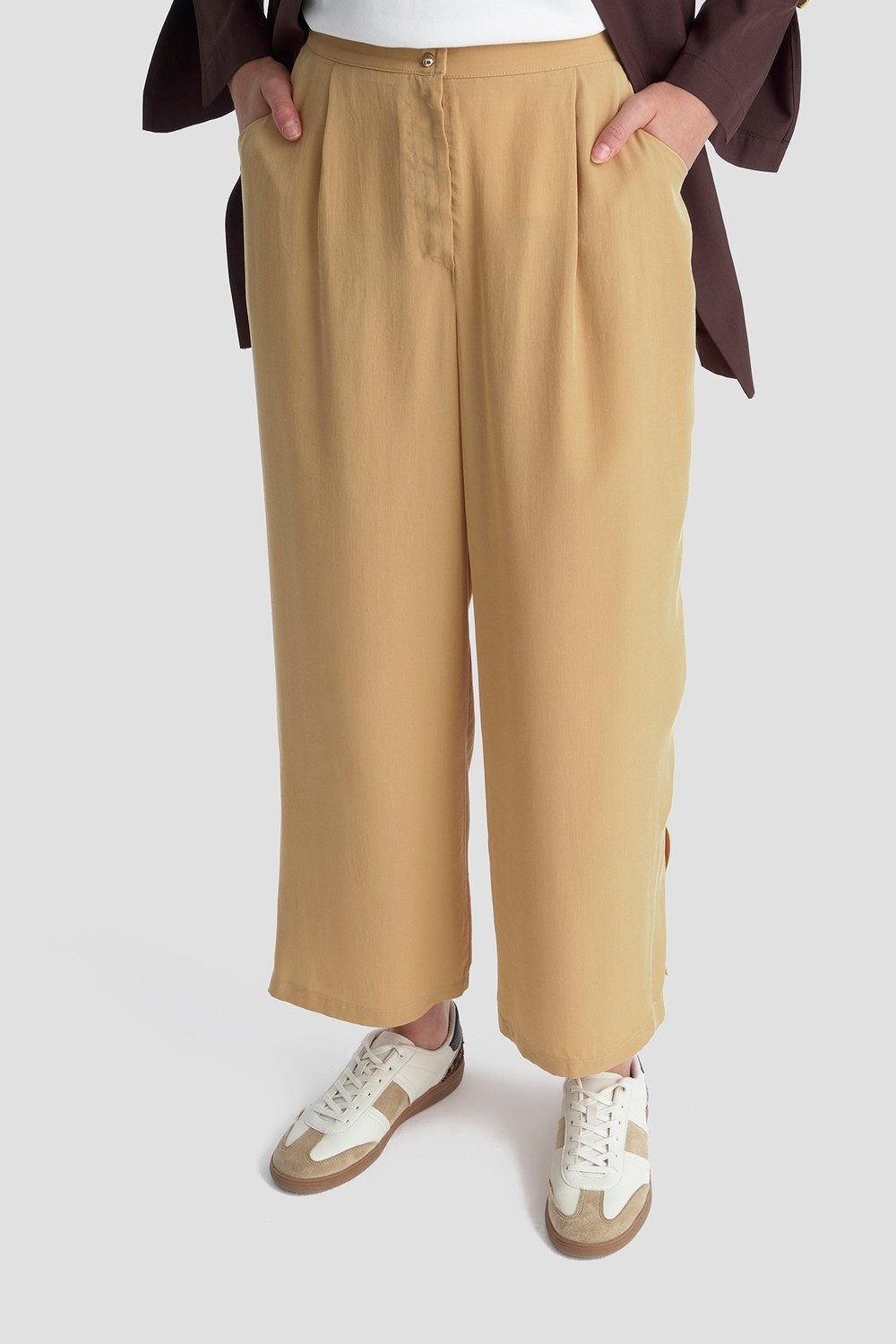 Armine Tencel Palazzo Pantolon Camel görsel 3