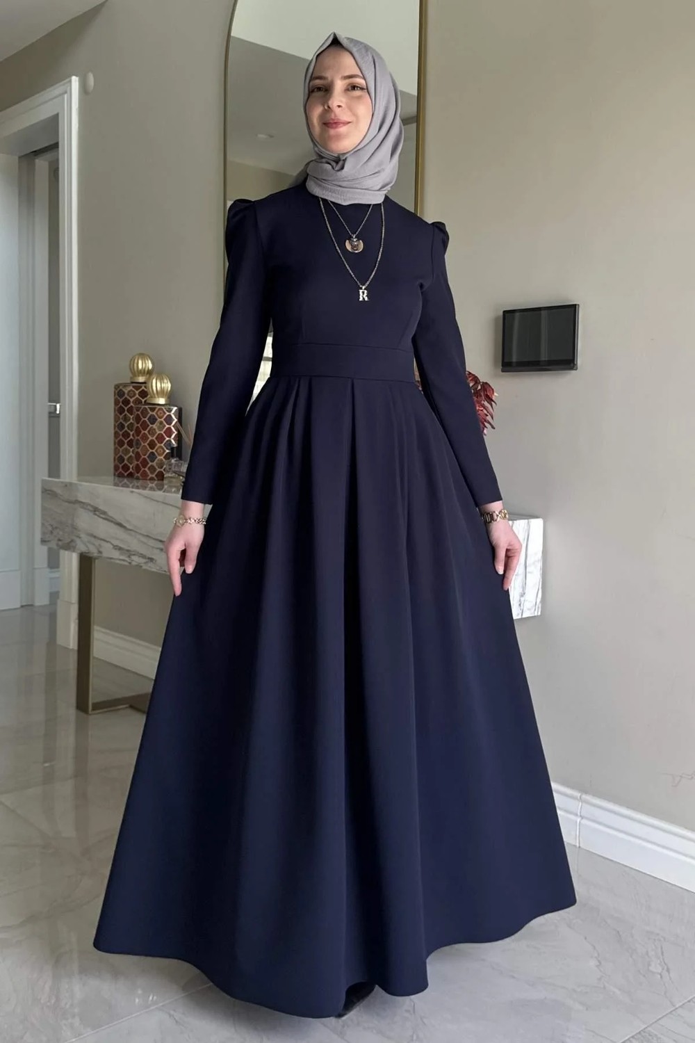 Rabia Şamlı Rose Elbise Lacivert görsel 6