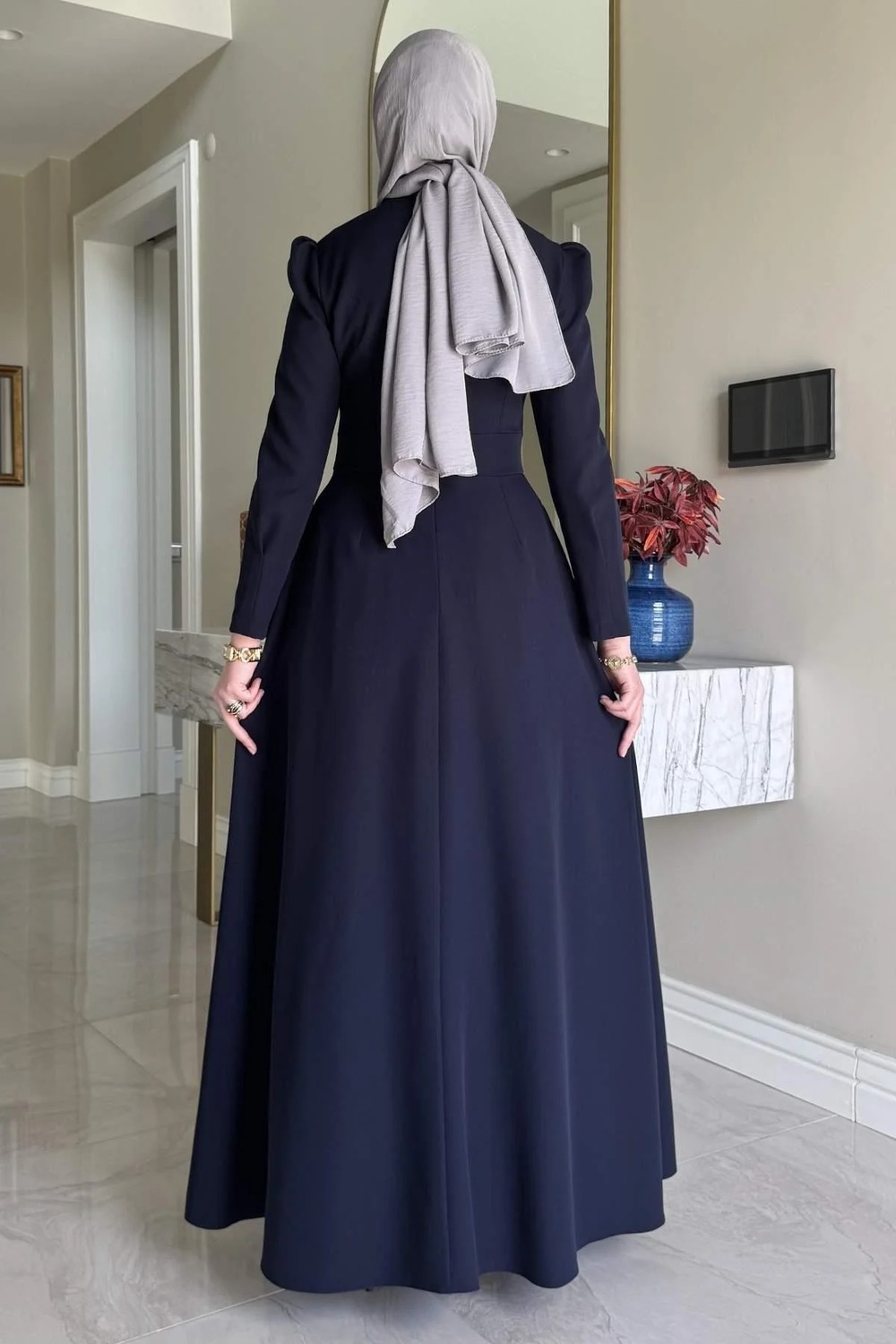 Rabia Şamlı Rose Elbise Lacivert görsel 7