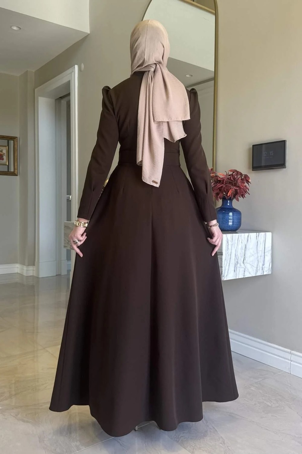 Rabia Şamlı Rose Elbise Acı Kahve görsel 6
