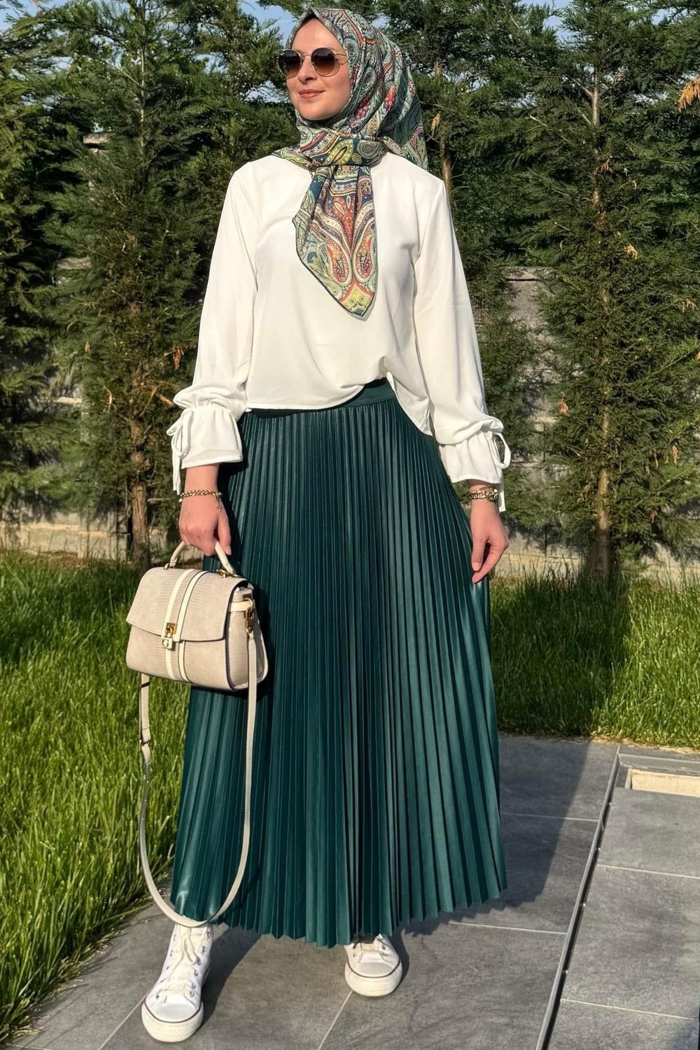 Rabia Şamlı Eliz Zümrüt Plise Etek