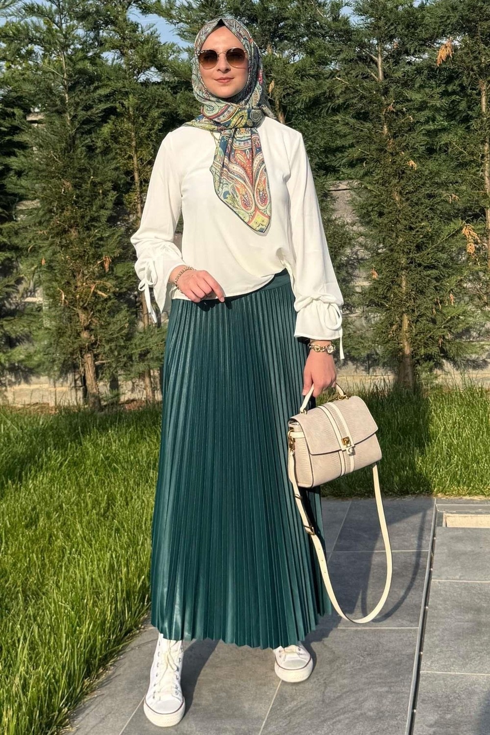 Rabia Şamlı Eliz Zümrüt Plise Etek görsel 2