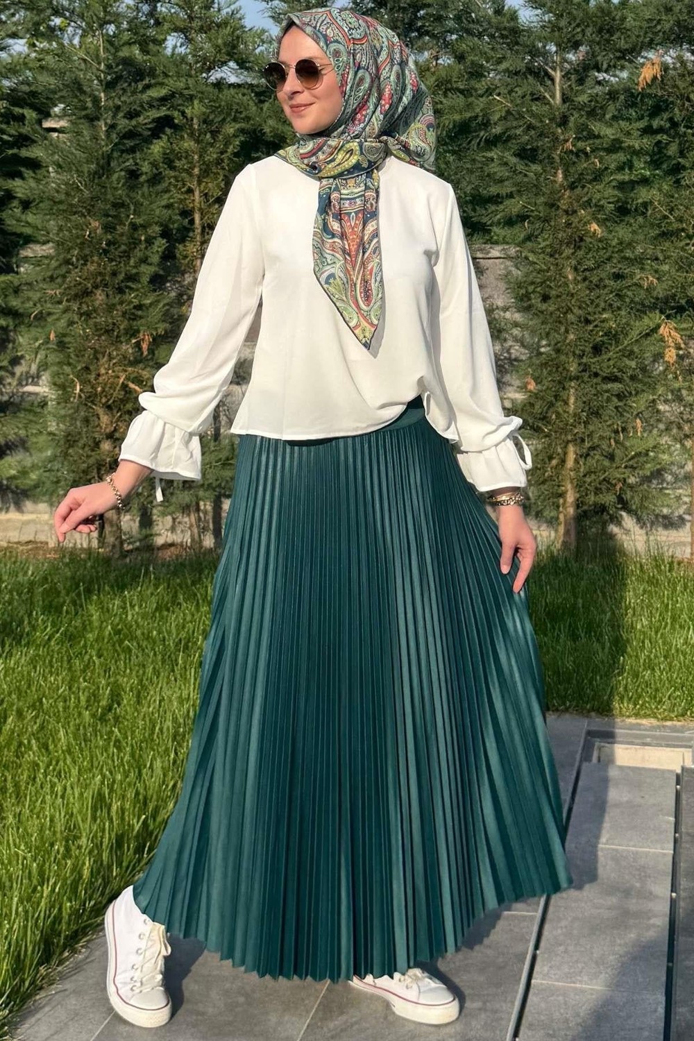 Rabia Şamlı Eliz Zümrüt Plise Etek görsel 3