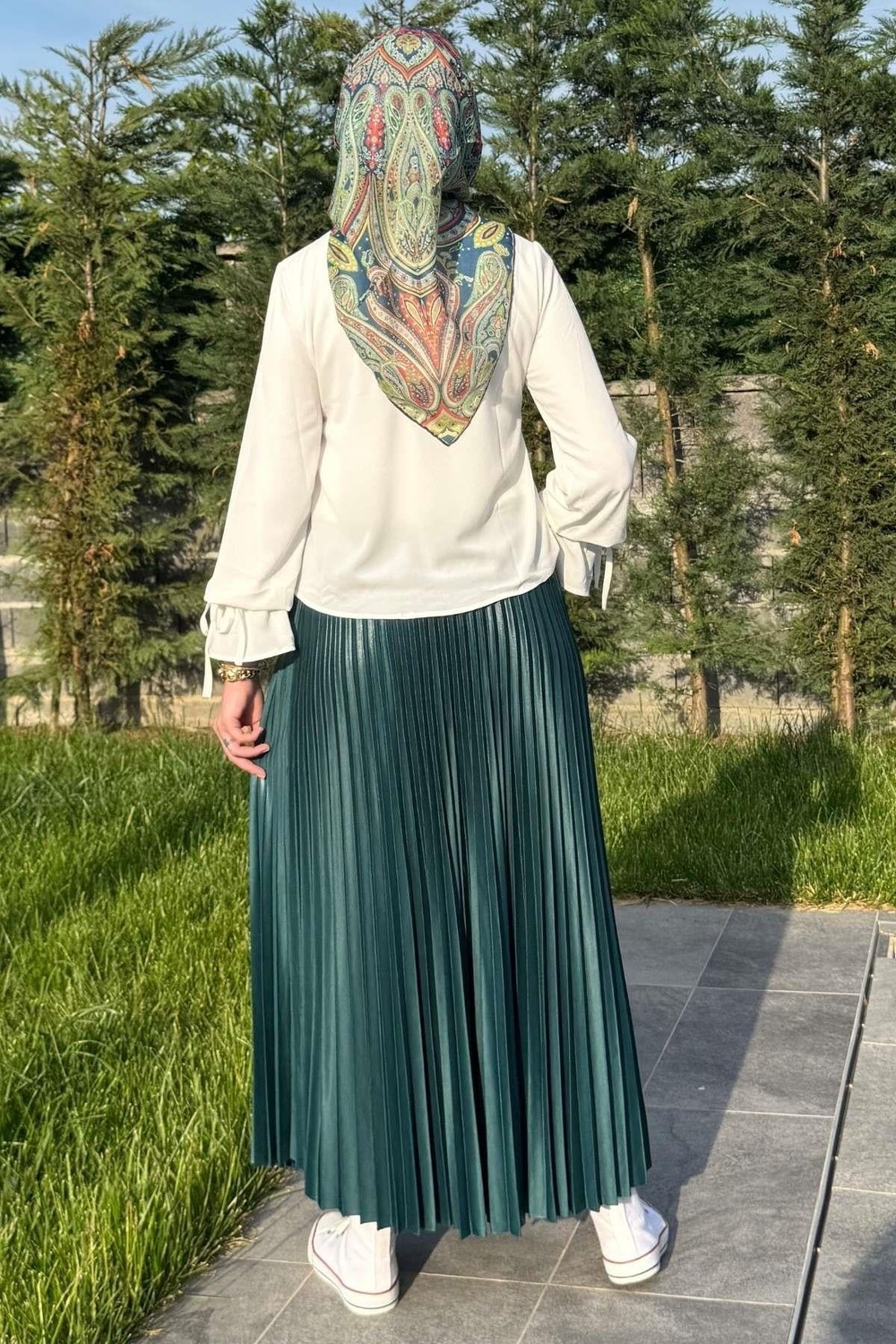 Rabia Şamlı Eliz Zümrüt Plise Etek görsel 5