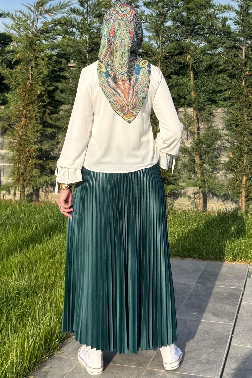 Rabia Şamlı Eliz Zümrüt Plise Etek görsel 7