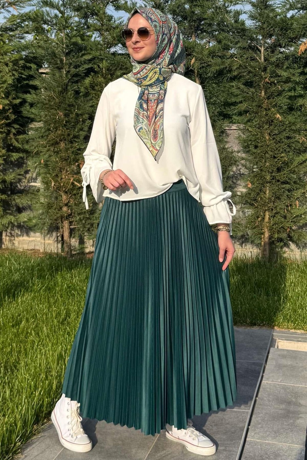 Rabia Şamlı Eliz Zümrüt Plise Etek görsel 8