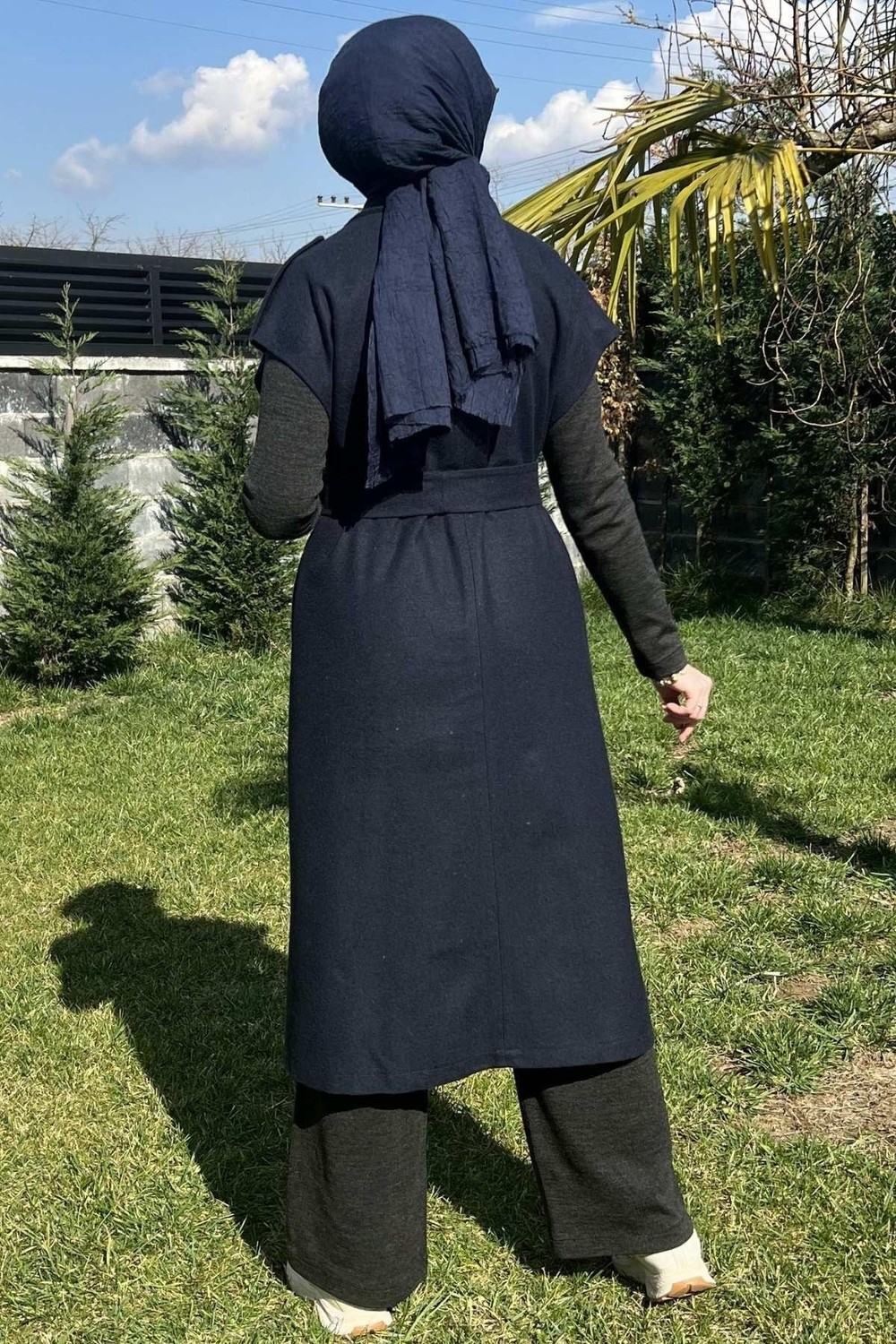 Rabia Şamlı Apoletli Lacivert Yelek görsel 4