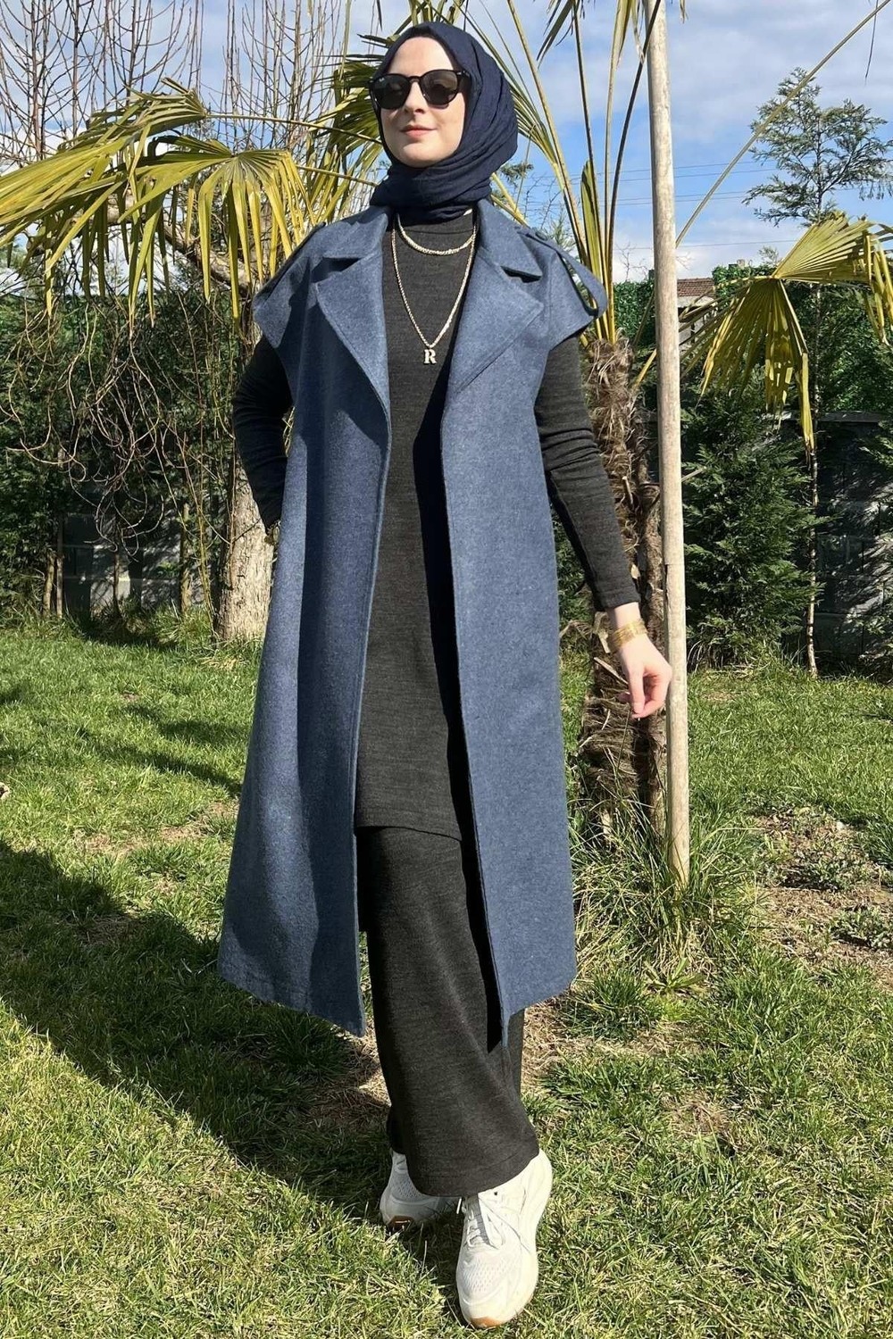 Rabia Şamlı Apoletli Indigo Yelek