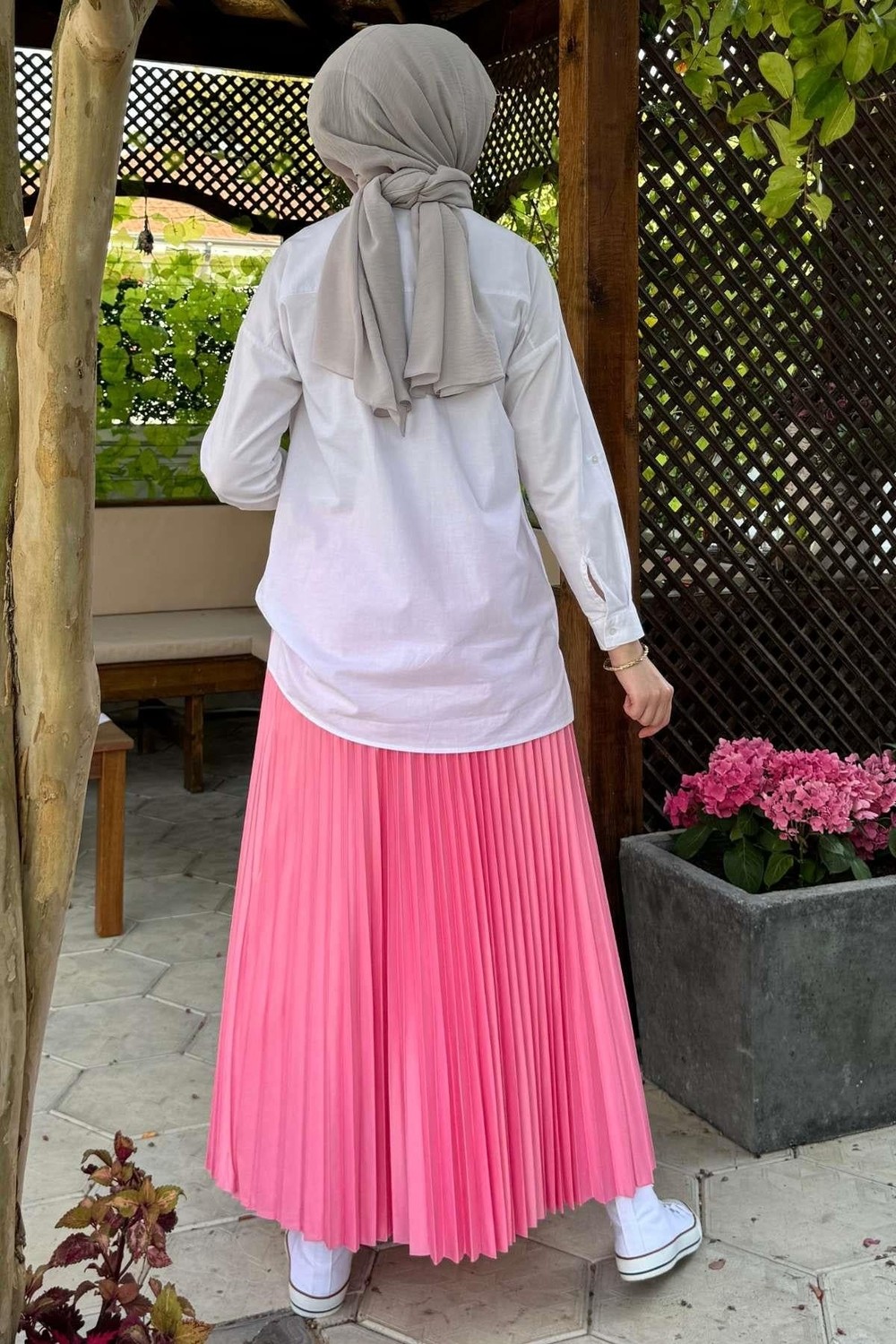 Rabia Şamlı Eliz Pembe Plise Etek görsel 6