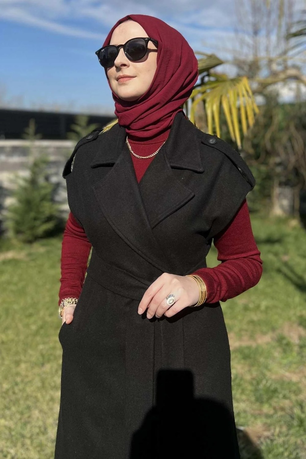 Rabia Şamlı Apoletli Siyah Yelek görsel 7