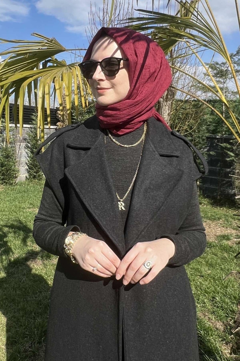 Rabia Şamlı Apoletli Antrasit Yelek görsel 4