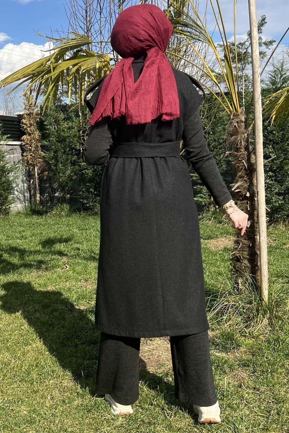 Rabia Şamlı Apoletli Antrasit Yelek görsel 7