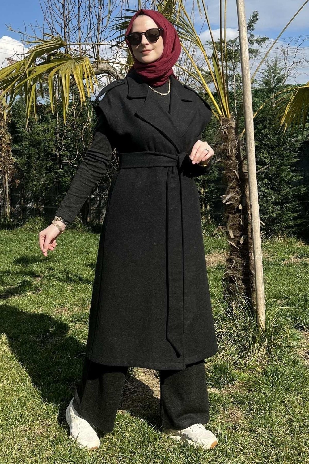 Rabia Şamlı Apoletli Antrasit Yelek görsel 8