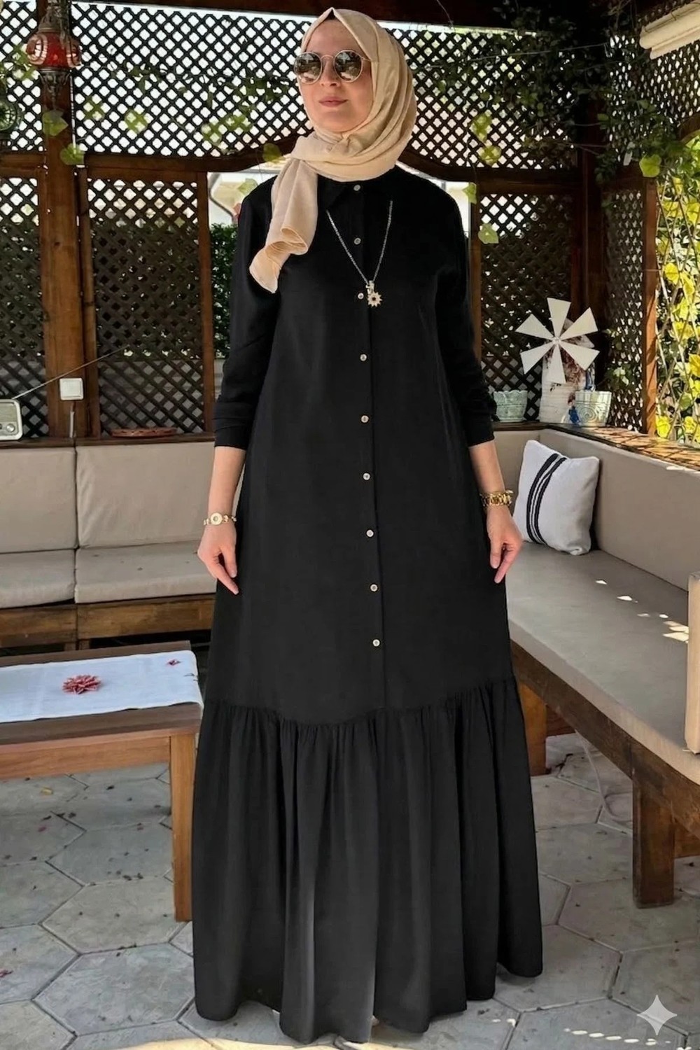 Rabia Şamlı Süreyya Gömlek Elbise Siyah