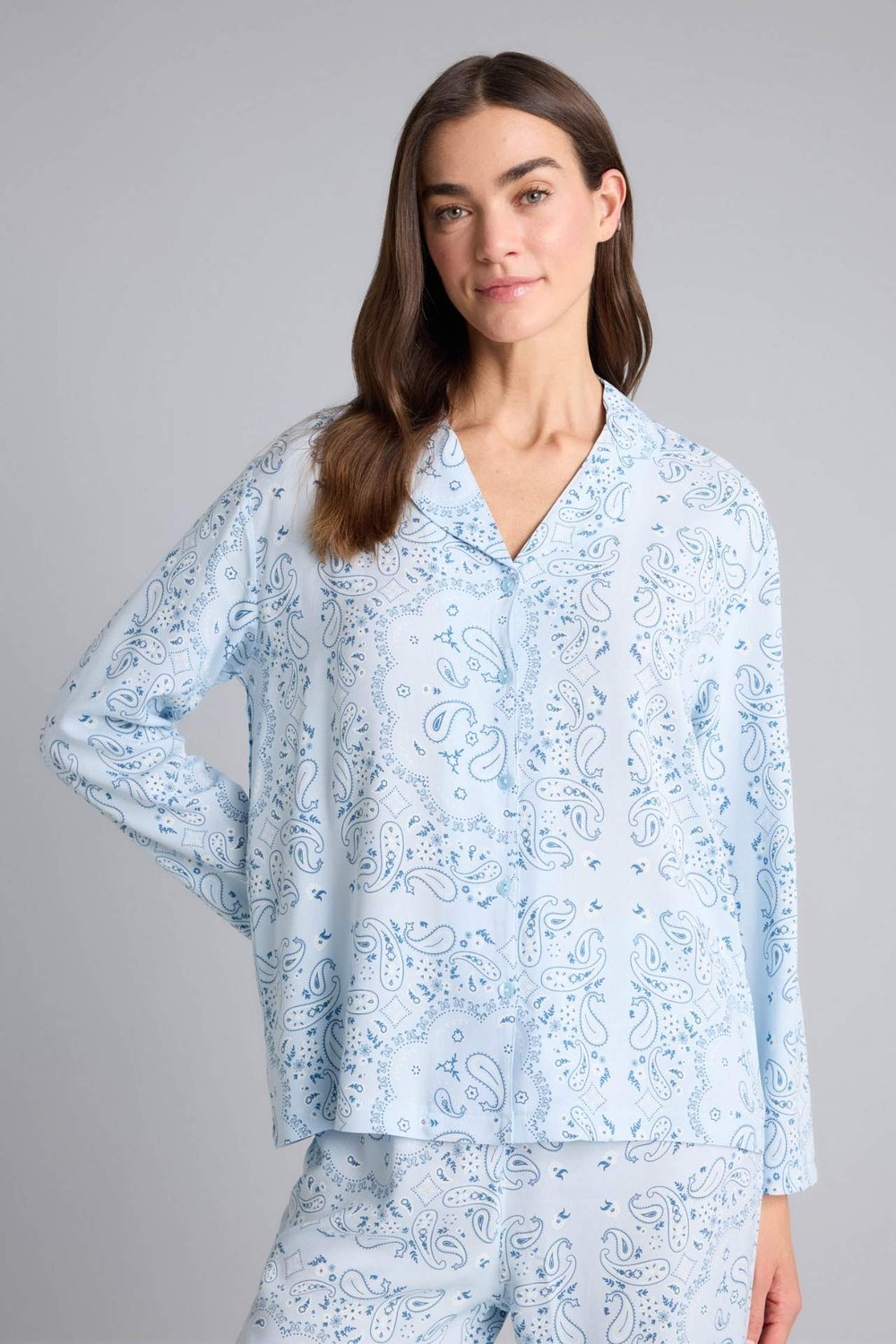 DeFacto Regular Fit Desenli Uzun Kollu Üst Uzun Alt Pijama Takımı F9824AX26SP görsel 3