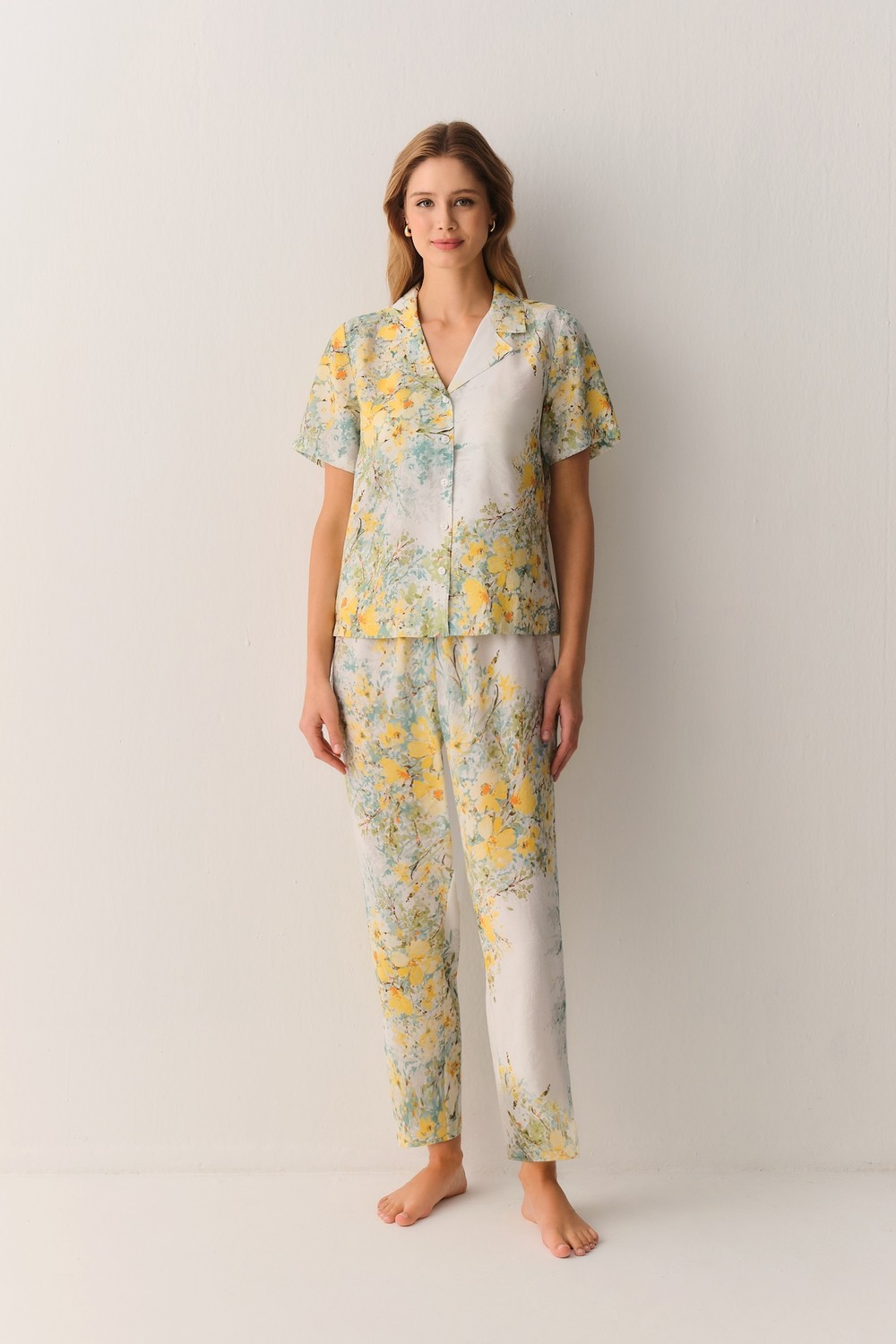 Suwen Sunny Modal Gömlek Yaka Pijama Takımı