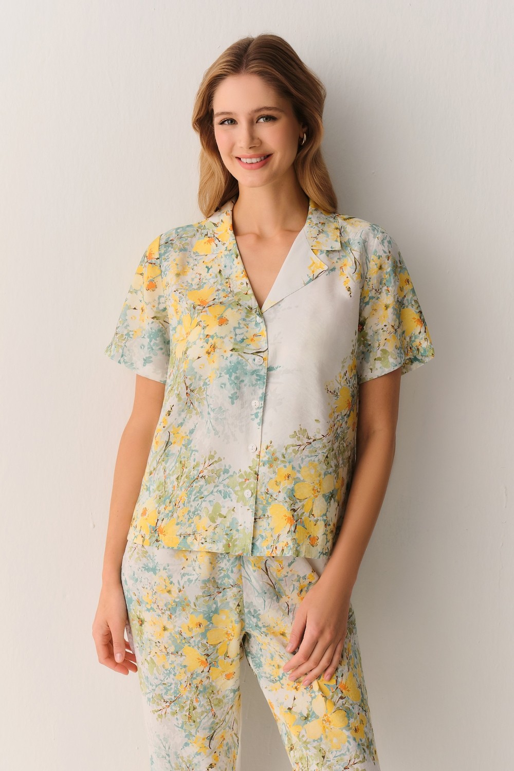 Suwen Sunny Modal Gömlek Yaka Pijama Takımı görsel 2