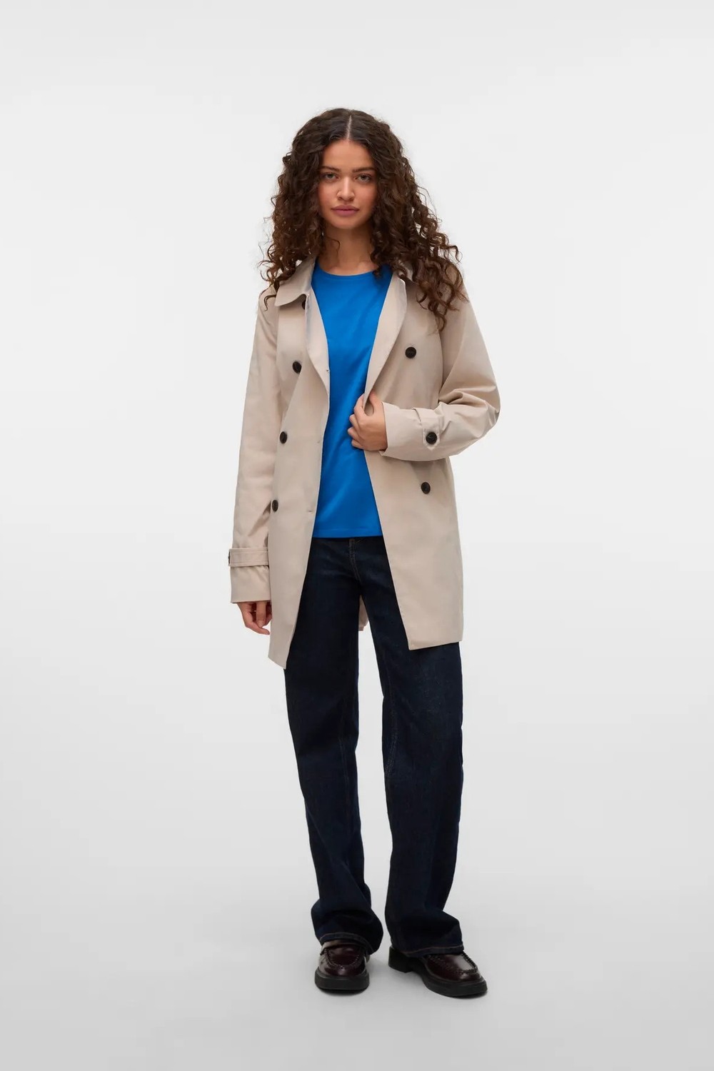 Vero Moda Kadın Vmchelsea Düğmeli Belden Bağlamalı Trençkot 10329343 Vizon görsel 4