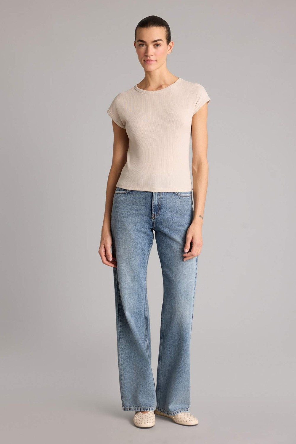 DeFacto Slim Fit Basic Fitilli Kaşkorse Tişört E5536AX26SM görsel 2