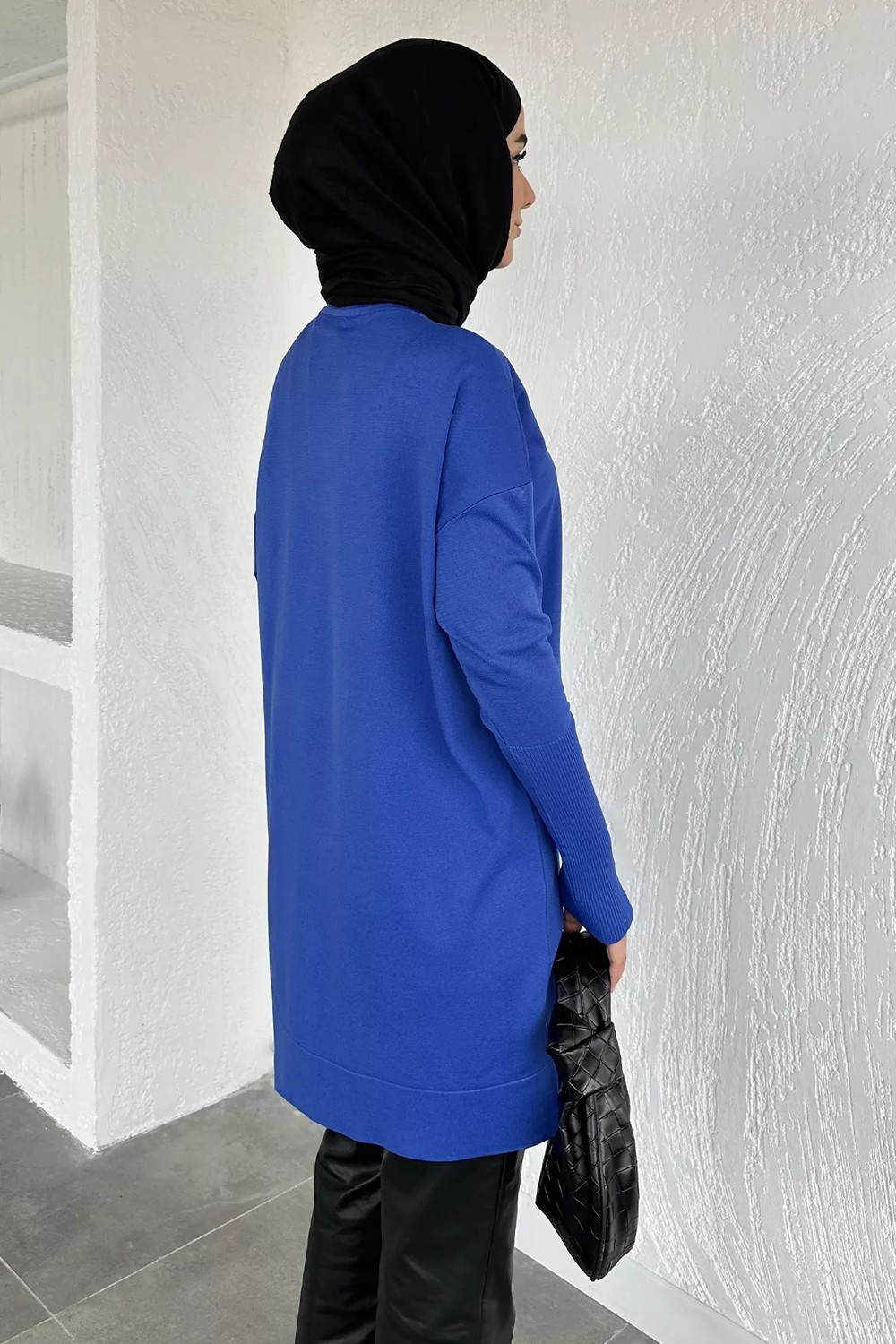 Julude Gülseli Kol Fermuar Detaylı Tesettür Triko Tunik P-00020679 görsel 8