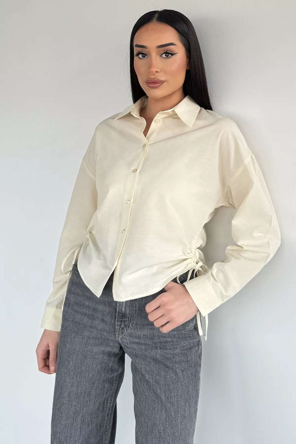 Gülseli Kadın Yan Bağlama Detaylı Gömlek P-00020566 görsel 5