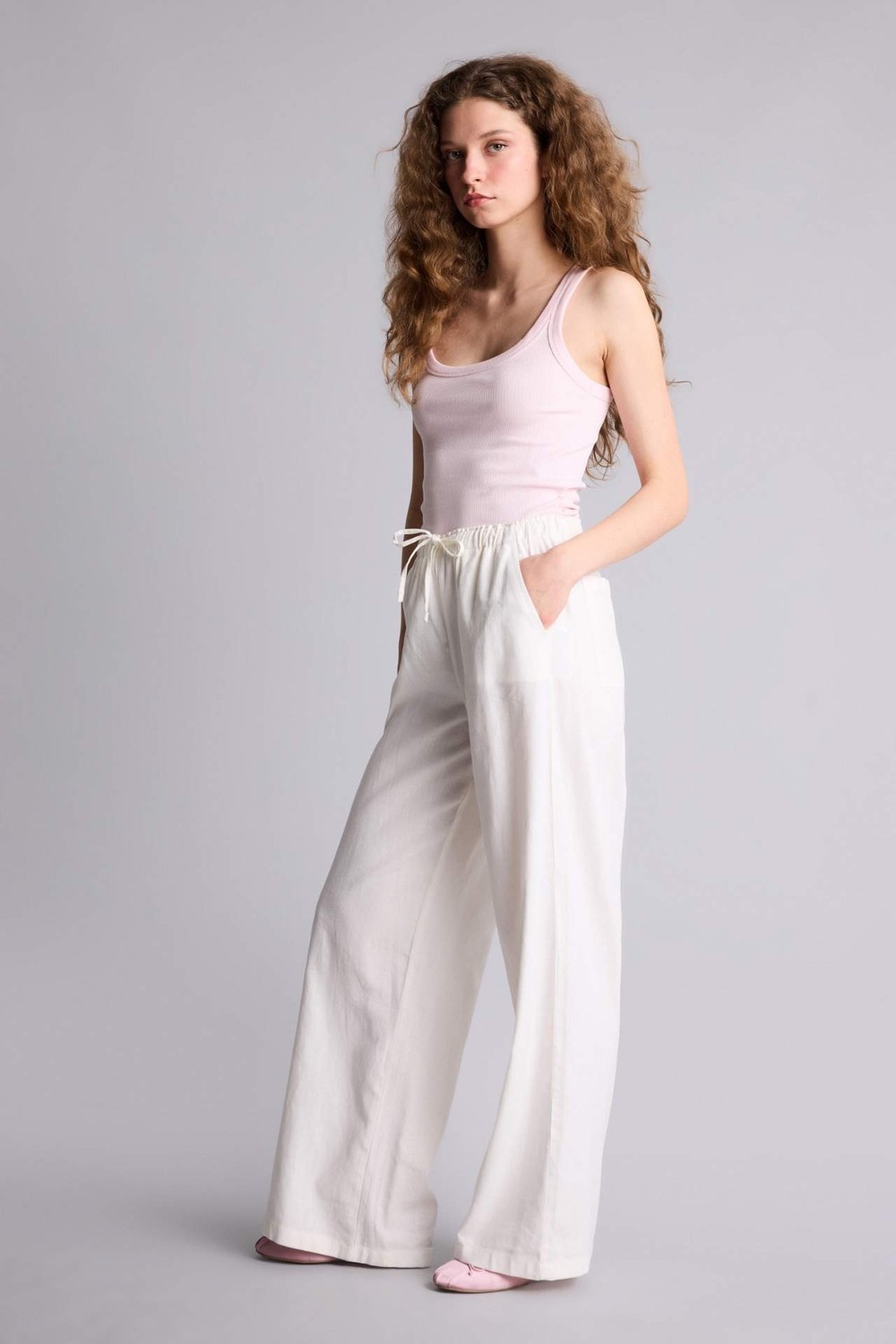 DeFacto Wide Leg Keten Karışımlı Pantolon E1981AX26SM görsel 7