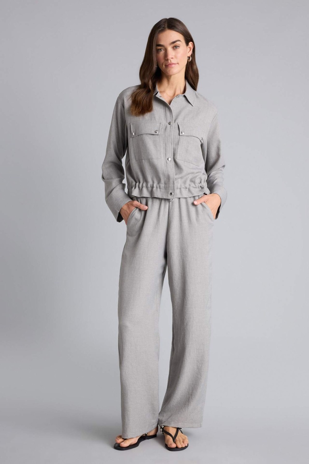 DeFacto Wide Leg Çift Cepli Yüksek Bel Pantolon H0888AX26SM görsel 2