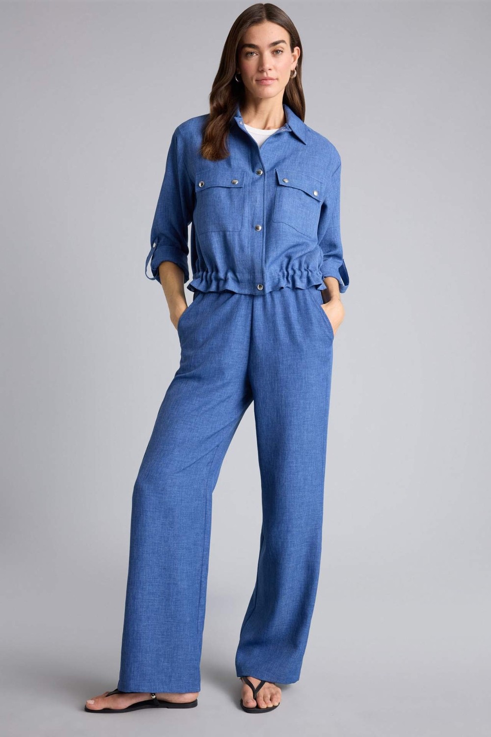DeFacto Wide Leg Çift Cepli Yüksek Bel Pantolon H0888AX26SM görsel 7