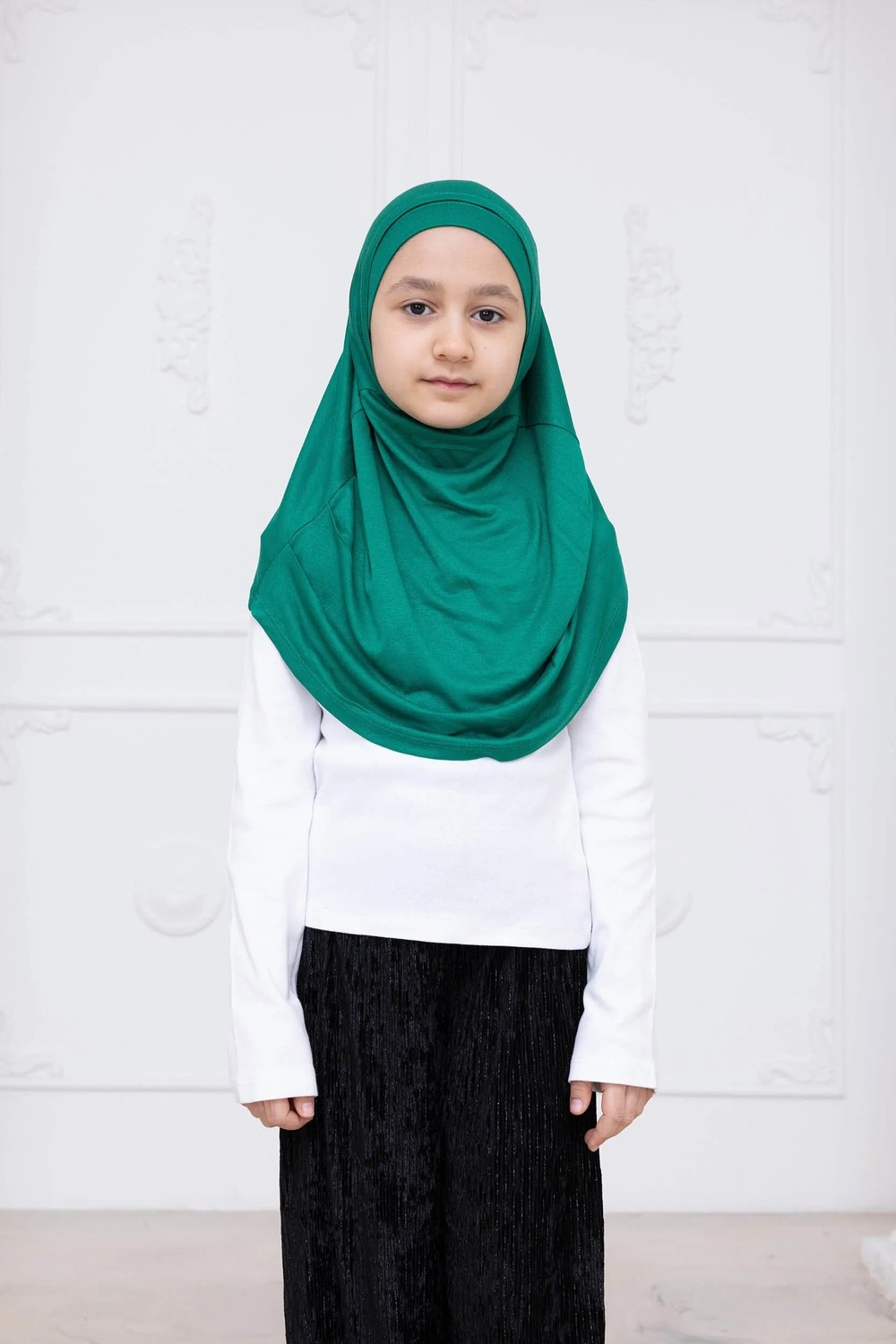 İhvan Online Pratik Hazır Geçmeli Çocuk Şal, Rahat Lastikli Hijab Başörtü Lacivert görsel 8