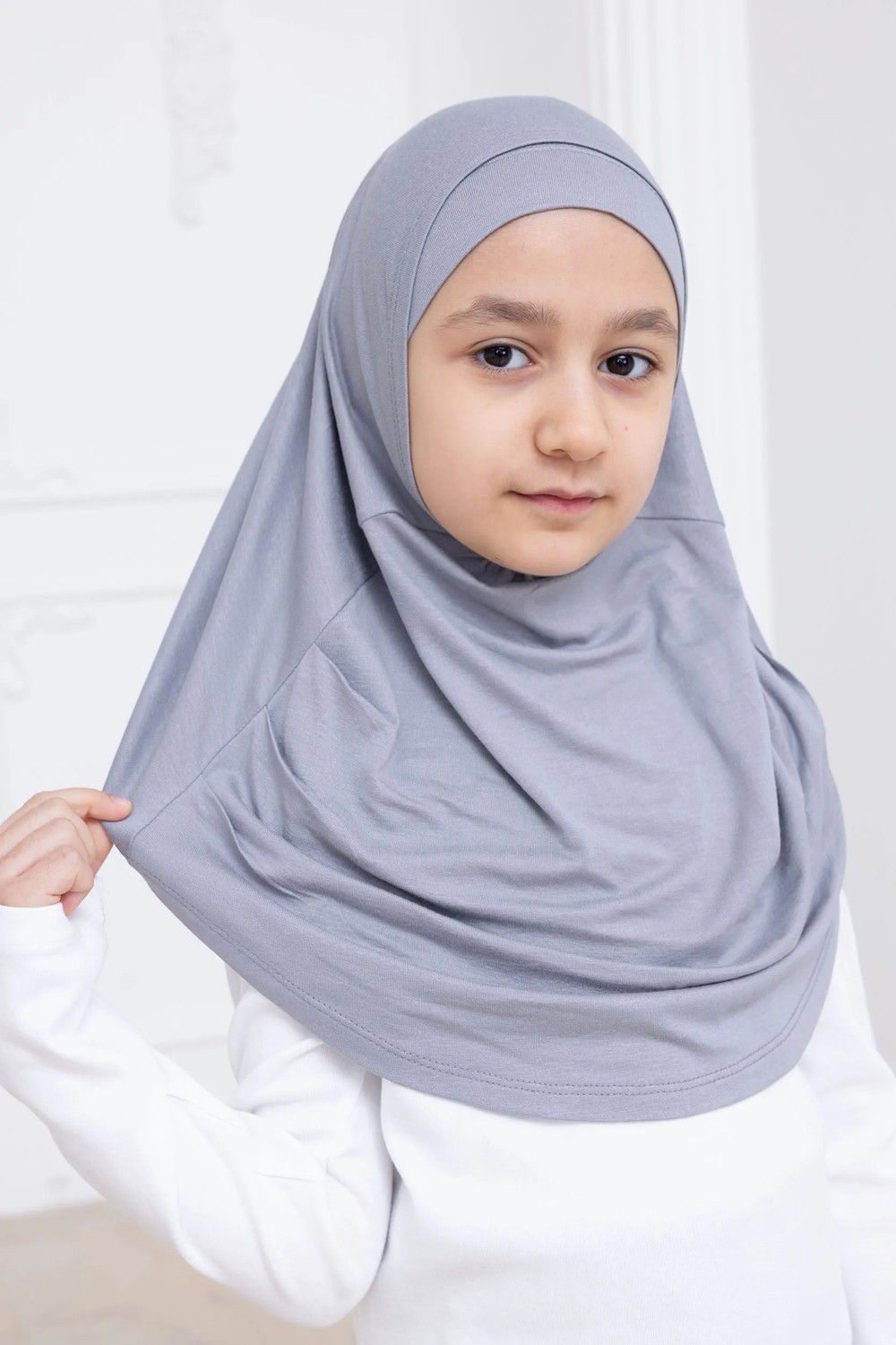 İhvan Online Pratik Hazır Geçmeli Çocuk Şal, Rahat Lastikli Hijab Başörtü Lacivert