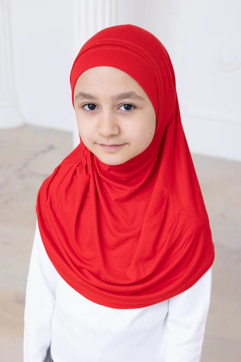İhvan Online Pratik Hazır Geçmeli Çocuk Şal, Rahat Lastikli Hijab Başörtü Lacivert
