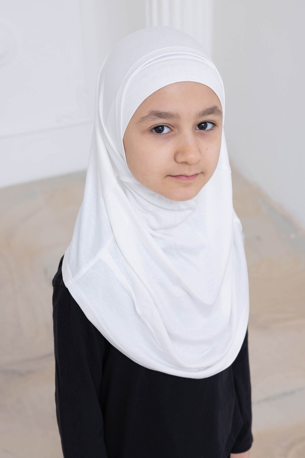 İhvan Online Pratik Hazır Geçmeli Çocuk Şal, Rahat Lastikli Hijab Başörtü Lacivert