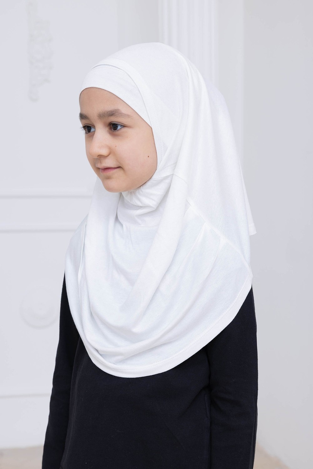 İhvan Online Pratik Hazır Geçmeli Çocuk Şal, Rahat Lastikli Hijab Başörtü Lacivert görsel 2