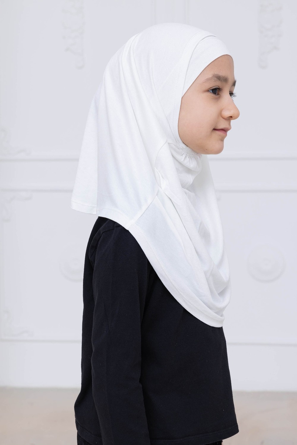 İhvan Online Pratik Hazır Geçmeli Çocuk Şal, Rahat Lastikli Hijab Başörtü Lacivert görsel 3