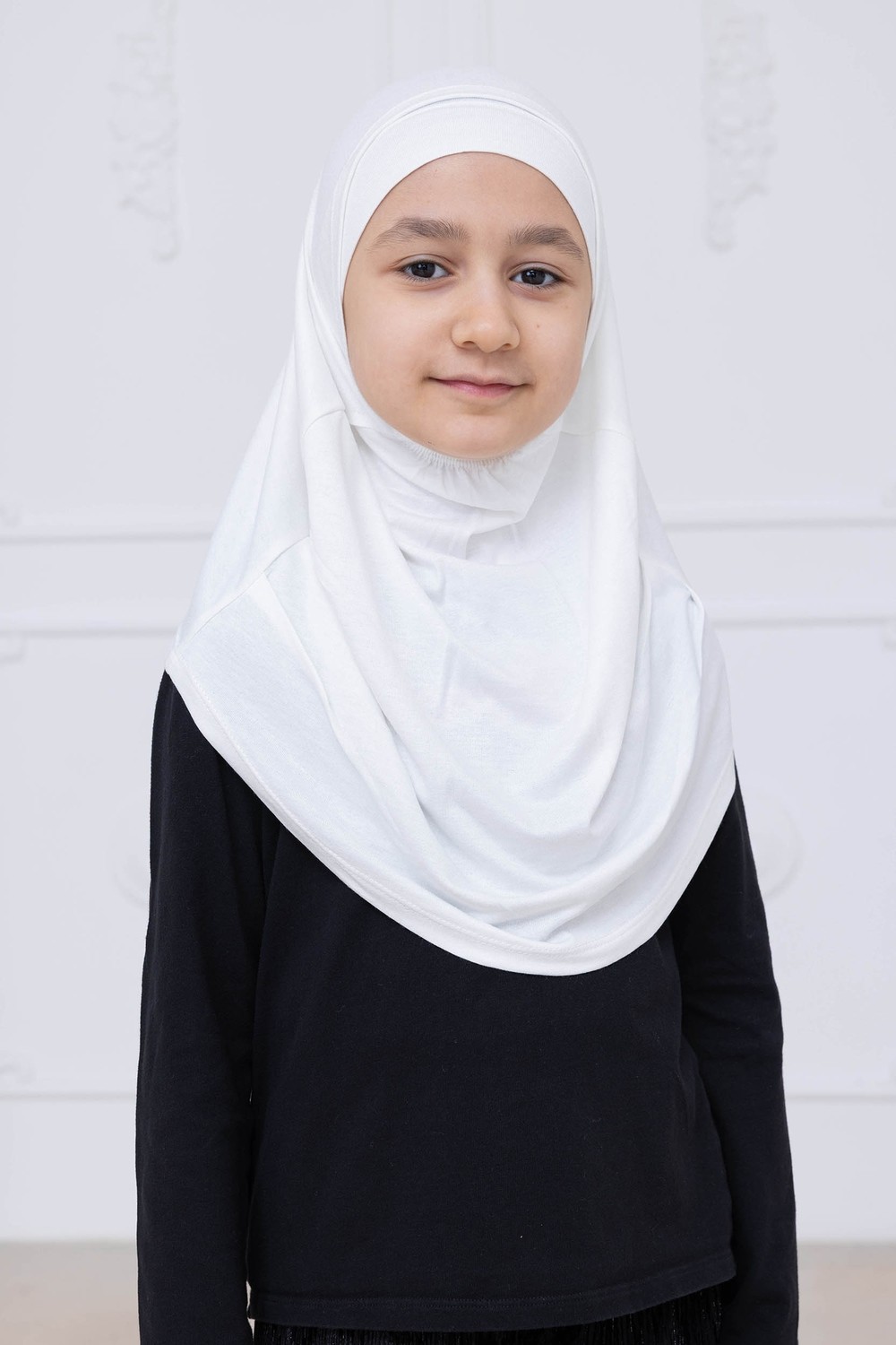 İhvan Online Pratik Hazır Geçmeli Çocuk Şal, Rahat Lastikli Hijab Başörtü Lacivert görsel 4