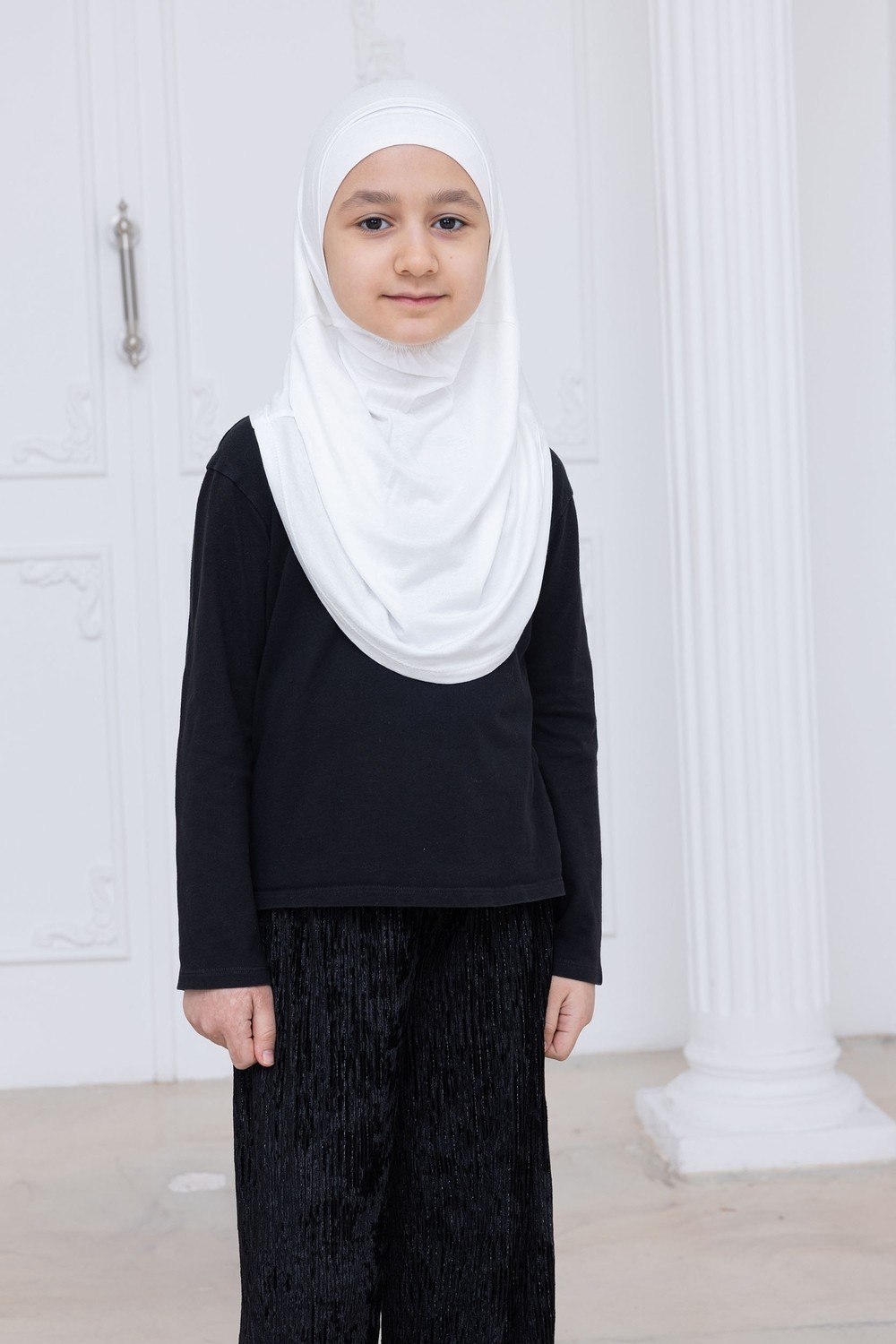 İhvan Online Pratik Hazır Geçmeli Çocuk Şal, Rahat Lastikli Hijab Başörtü Lacivert görsel 6