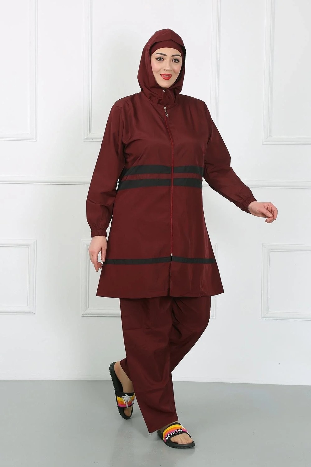 Hobilinka Büyük Beden Tesettür Mayo Bordo görsel 5