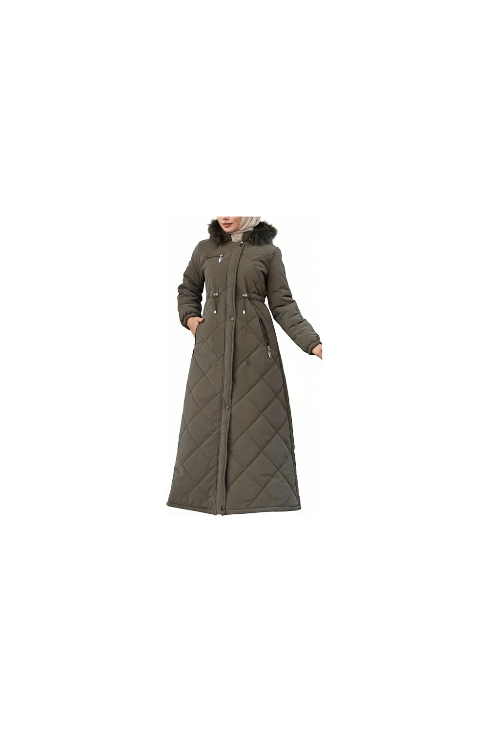 Moda Mihram Fermuarlı Kapşonlu Kapitone Mont Kadın Lacivert 19277 Uzun Kol Klasik Stil Özellikli görsel 8