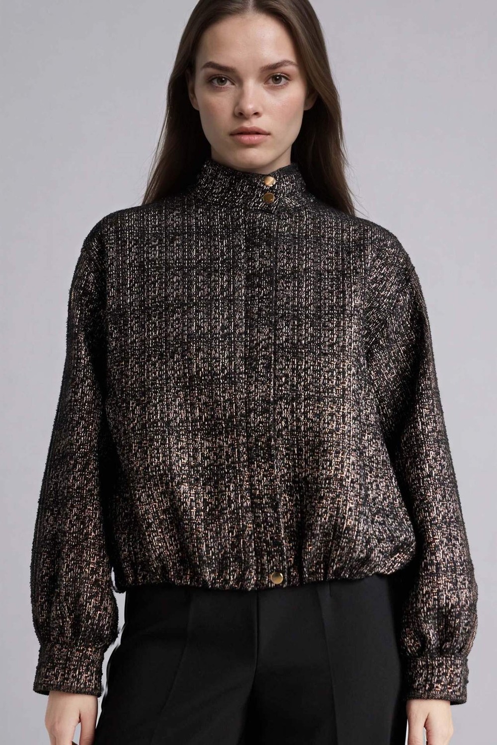DeFacto Dik Yaka Tweed Ceket G8598AX26SP görsel 5
