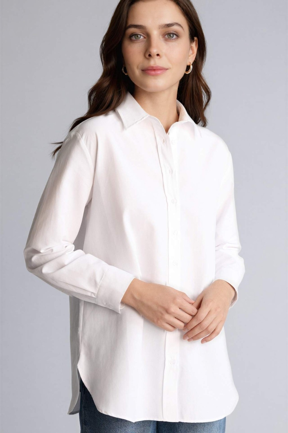 DeFacto Relax Fit Gömlek Yaka Poplin Tunik D7341AX26SP