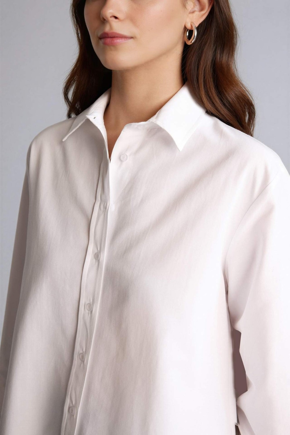 DeFacto Relax Fit Gömlek Yaka Poplin Tunik D7341AX26SP görsel 3