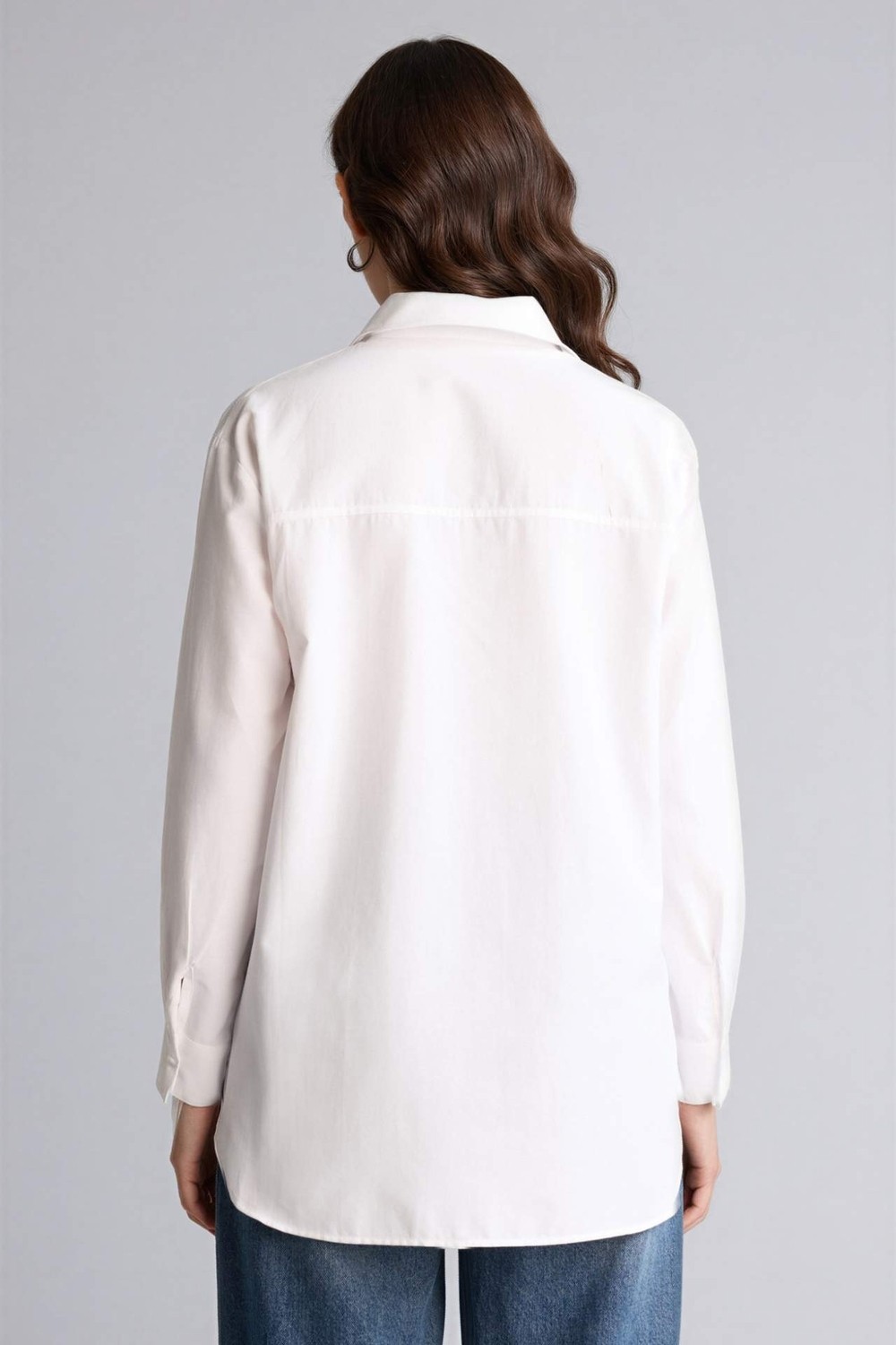 DeFacto Relax Fit Gömlek Yaka Poplin Tunik D7341AX26SP görsel 4